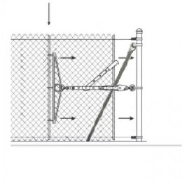 Gancho para cabestrante manual. Utilizado entre otros usos, para el tensado de la malla romboidal y anudada.